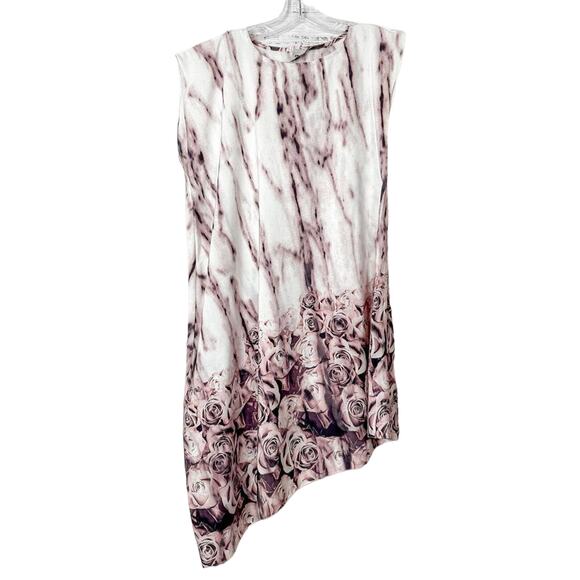 Asos Women's Floral Sleeveless Asymmetrical Hem Dress Ombré Pink Cream Size 4 - Picture 1 of 12